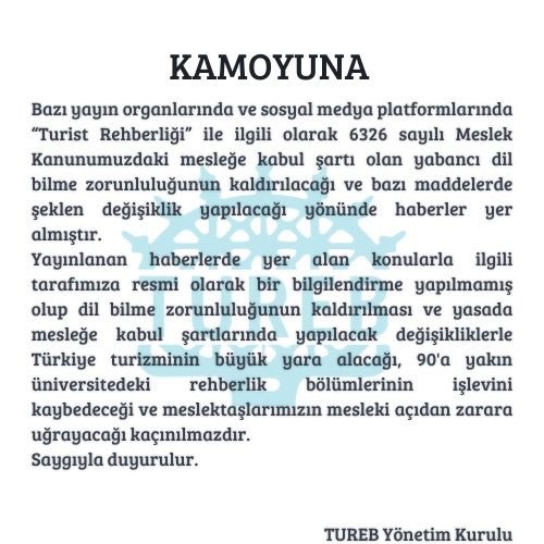 Turist Rehberleri Mesleğindeki Yasal Değişiklikler Hakkında TUREB'den Açıklama