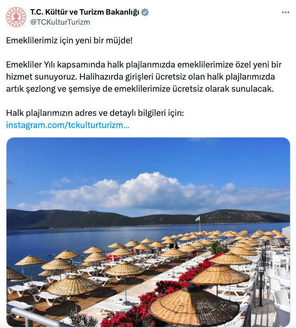 Kültür ve Turizm Bakanlığı Halk Plajı Duyuru